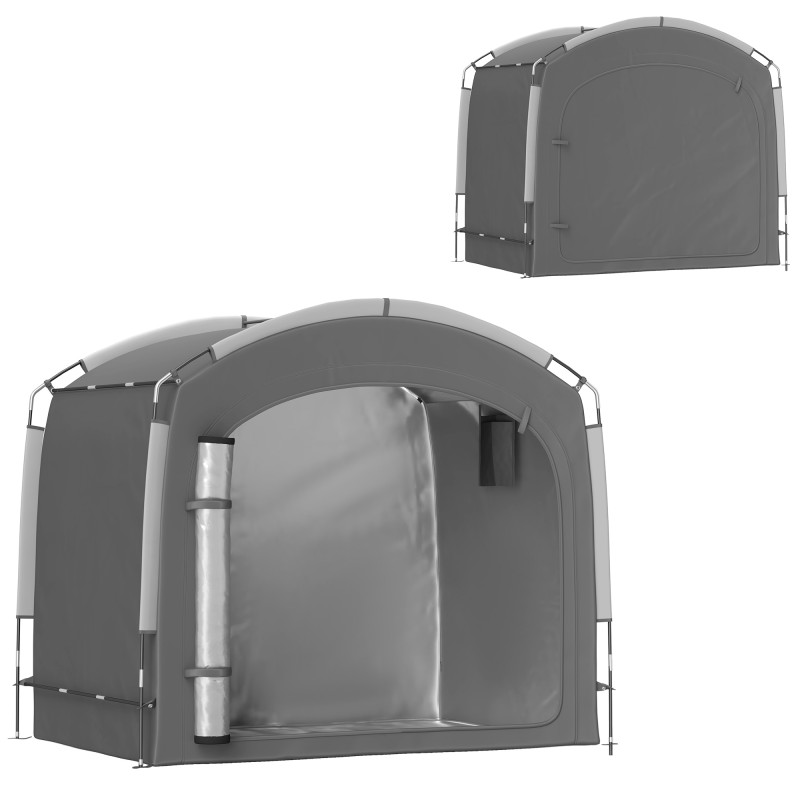 Pyöräsuoja 3–4 polkupyörälle, Oxford 210D, 205 x 140 x 188 cm, tummanharmaa