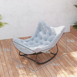 Rottinkikeinu teräsrungolla ja tyynyllä 98 x 111 x 74 cm harmaa