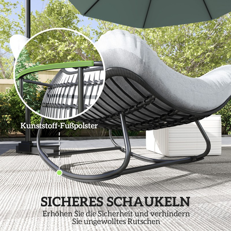 Rottinkikeinu teräsrungolla ja tyynyllä 98 x 111 x 74 cm harmaa