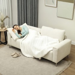 3-istuttava sohva olohuoneeseen, cord-kangas, 193 cm, kermanvalkoinen