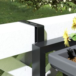 Kolmitasoinen ulkokäyttöön istutusteline 3 ruukkua 10 L teräs ja muovi 56x42x100 cm tummanharmaa