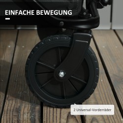 Kokoontaitettava puutarhavaunu 160 l, teräsrunko, irrotettava kangasosasto, kantavuus 120 kg, tummanharmaa