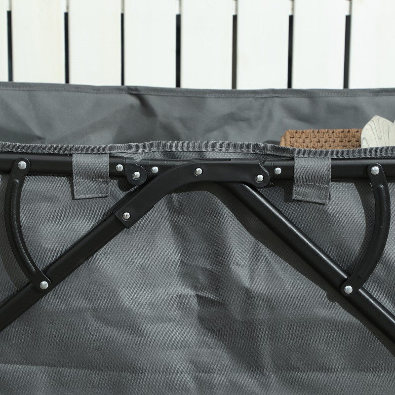 Kokoontaitettava puutarhavaunu 160 l, teräsrunko, irrotettava kangasosasto, kantavuus 120 kg, tummanharmaa