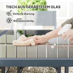 Ulkoruokailuryhmä 5-osainen teräs ja lasi 4 hengelle taittuvilla tuoleilla harmaa