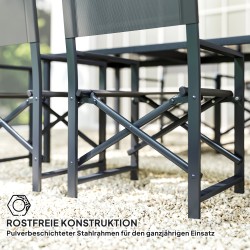 Ulkoruokailuryhmä 5-osainen teräs ja lasi 4 hengelle taittuvilla tuoleilla harmaa