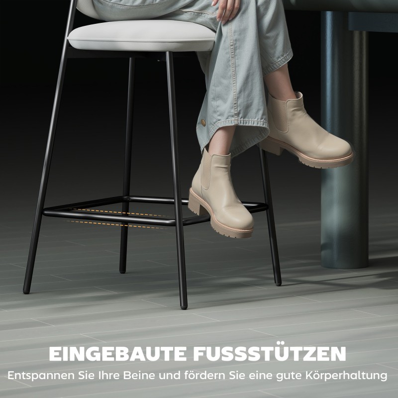 Baarituoli setti 2 kpl, samettiverhoilu ja teräsjalat, 45 x 49 x 102 cm, vaaleanharmaa