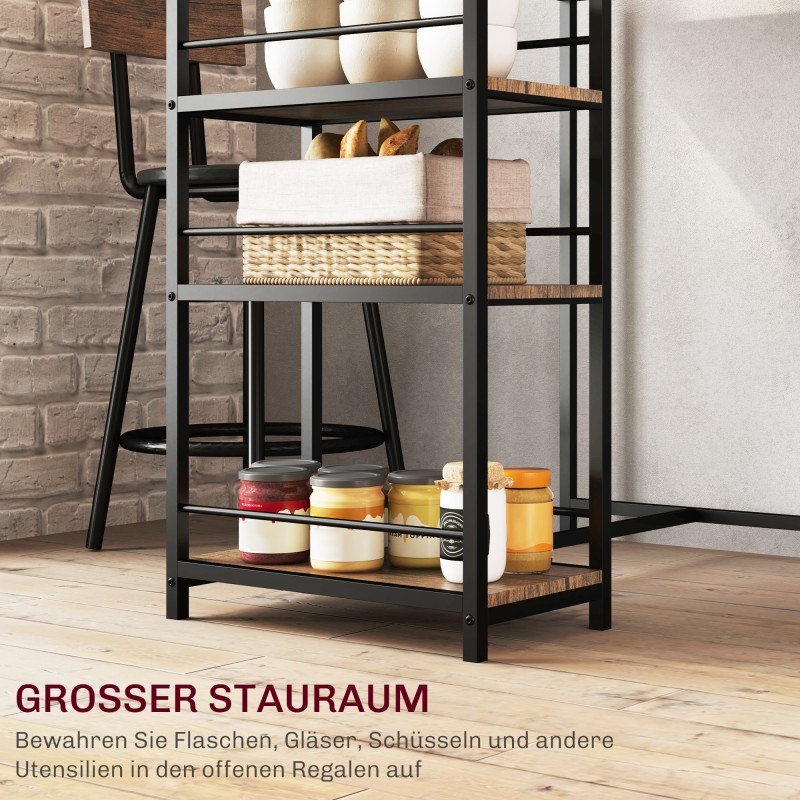 Baariryhmä keittiöön, 3-osainen pöytä ja 2 tuolia, MDF ja teräs, tammi/musta