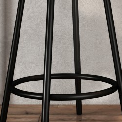 Baariryhmä keittiöön, 3-osainen pöytä ja 2 tuolia, MDF ja teräs, tammi/musta