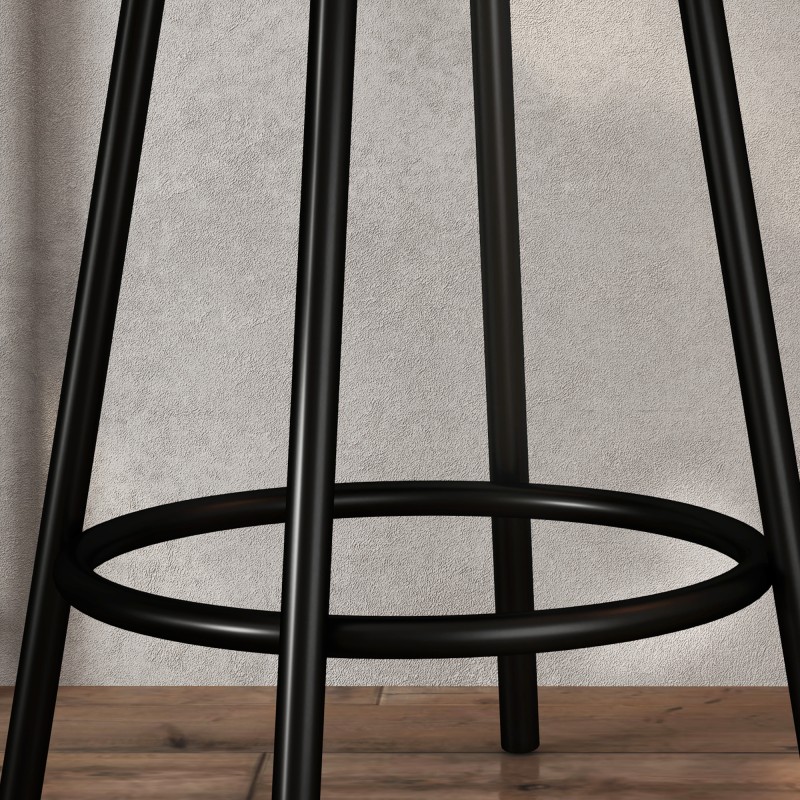 Baariryhmä keittiöön, 3-osainen pöytä ja 2 tuolia, MDF ja teräs, tammi/musta