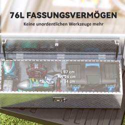 Alumiininen säilytyslaatikko työkaluille, lukittava, sivukahvat, 99 x 33 x 25,5 cm, hopea