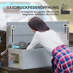 Alumiininen säilytyslaatikko työkaluille, lukittava, sivukahvat, 99 x 33 x 25,5 cm, hopea