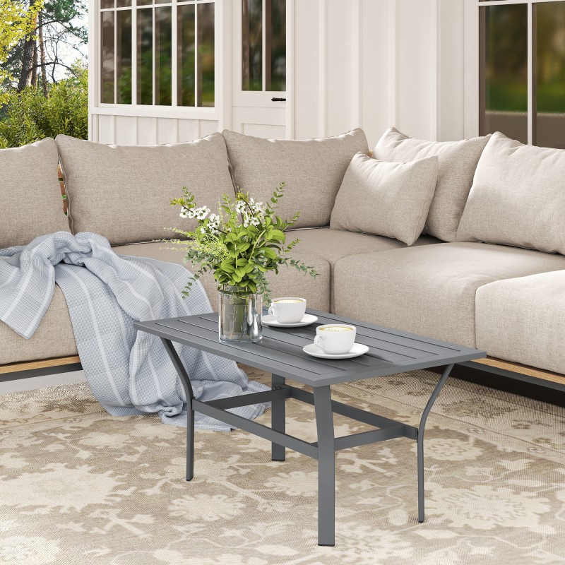 Metallinen sivupöytä ulkokäyttöön 91,5 x 55 x 45 cm tummanharmaa