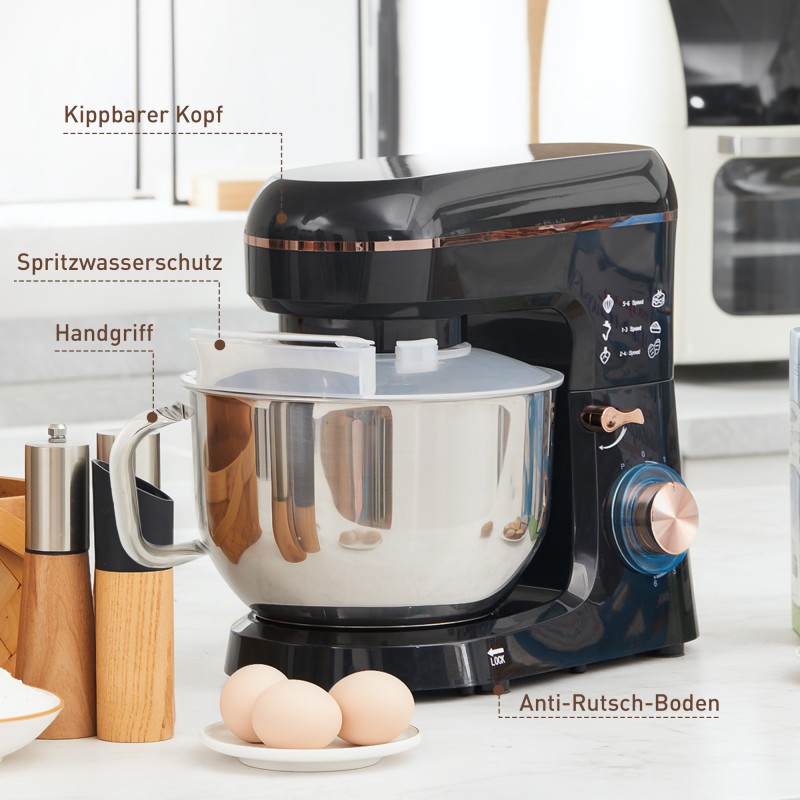 Yleiskone 1400 W, 6 nopeutta, 5,5 L ruostumaton teräskulho, musta