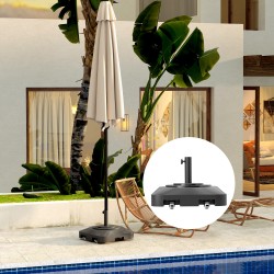 Aurinkovarjon jalka puutarhaan, täytettävä muovi, pyörillä, 48 x 48 x 32,5 cm, musta