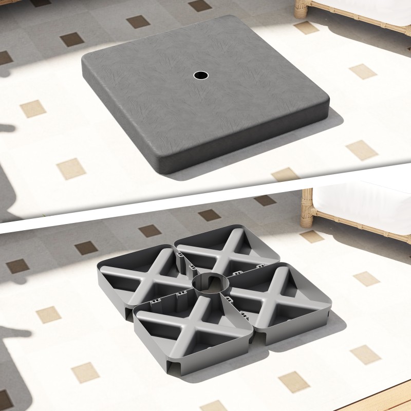 Aurinkovarjon jalustan lisäpainot, täytettävä muovi, 4 osaa, 89 x 89 x 10,5 cm, musta