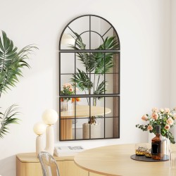 Seinäpeili ikkunamallinen 3‑osainen metallikehys 76 x 53 cm musta