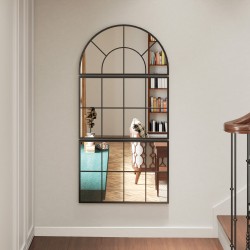 Seinäpeili ikkunamallinen 3‑osainen metallikehys 76 x 53 cm musta