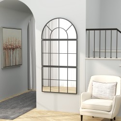 Seinäpeili ikkunamallinen 3‑osainen metallikehys 76 x 53 cm musta