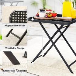 Taitettava puutarhapöytä ulkokäyttöön teräs 70 x 70 cm musta