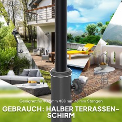 Aurinkovarjon jalusta puolikas betonitäytteinen 9 kg ulkokäyttöön, halkaisija 32/38/48 mm, musta