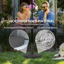 Aurinkovarjon jalusta puolikas betonitäytteinen 9 kg ulkokäyttöön, halkaisija 32/38/48 mm, musta