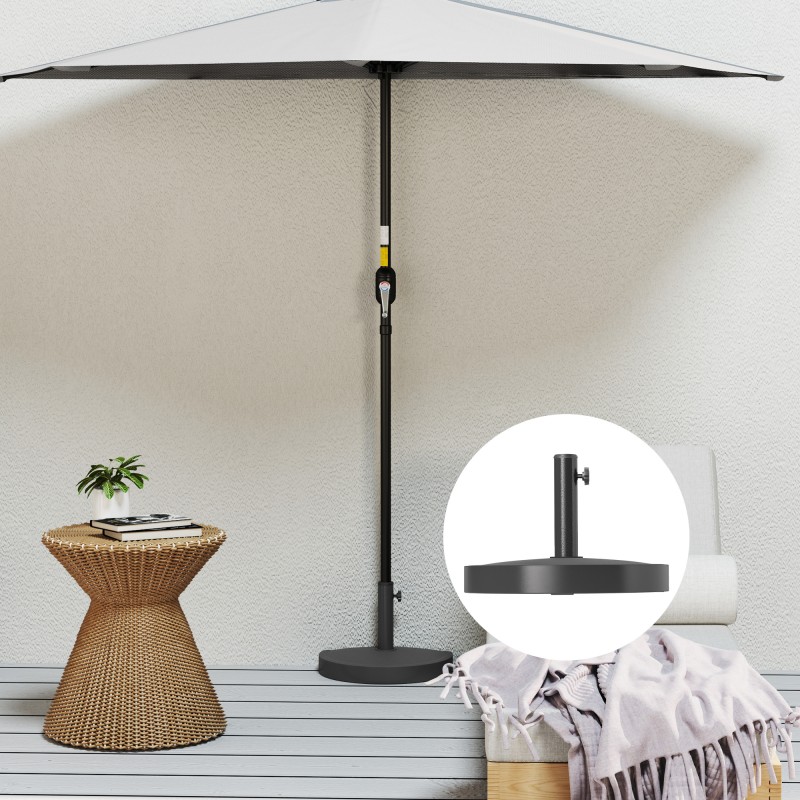 Aurinkovarjon jalusta puolikas betonitäytteinen 9 kg ulkokäyttöön, halkaisija 32/38/48 mm, musta