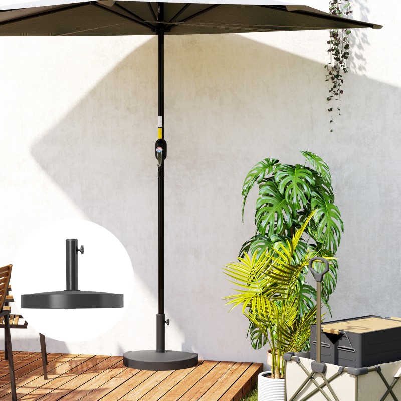 Aurinkovarjon jalusta puolikas betonitäytteinen 9 kg ulkokäyttöön, halkaisija 32/38/48 mm, musta