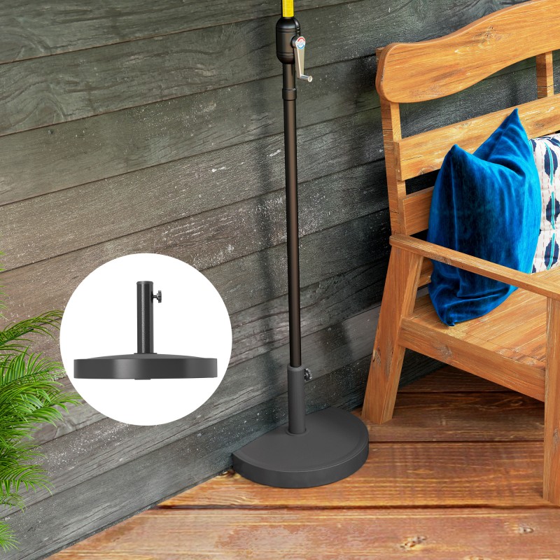 Aurinkovarjon jalusta puolikas betonitäytteinen 9 kg ulkokäyttöön, halkaisija 32/38/48 mm, musta