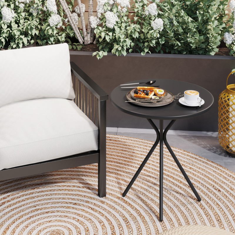 Puutarhapöytä ulkokäyttöön teräs Ø60 x 70 cm musta