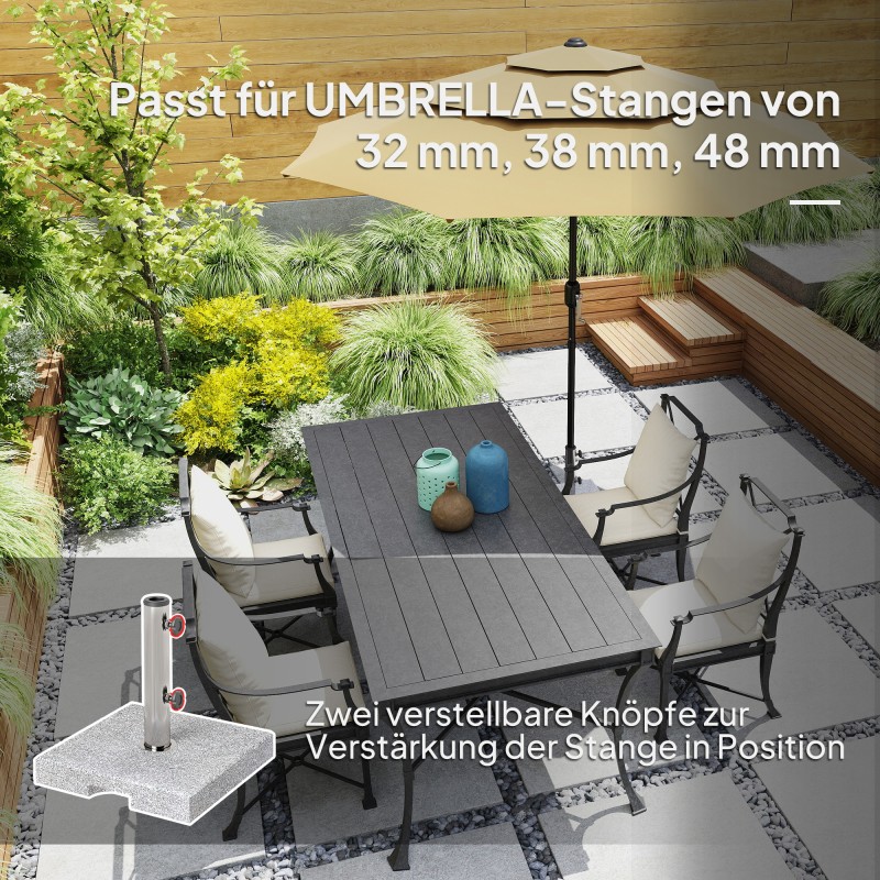 Aurinkovarjon jalka 21 kg graniitti 38x38 cm harmaa, ruostumaton teräsputki, Ø32/38/48 mm