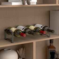 Viiniteline 4 tasoa metallia 16 pullolle musta, vapaasti seisova