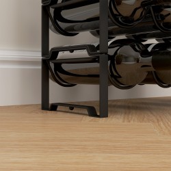 Viiniteline 4 tasoa metallia 16 pullolle musta, vapaasti seisova