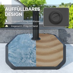 Aurinkovarjon jalusta täytettävä HDPE 45 x 45 cm jopa 25 kg musta Ø38/48 mm