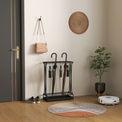 Sateenvarjoteline terästä 21 paikalla ja 24 koukulla, irrotettava tippuvesiallas, musta