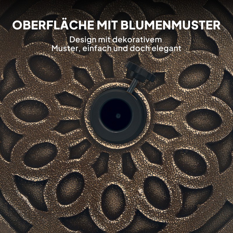 Aurinkovarjon jalusta pyörillä 21 kg betoni ja metalli Ø48 cm pronssi 32/38/48 mm