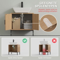 Boho-allaskaappi kylpyhuoneeseen, rottinkielementit, U-aukko, 60 x 39 x 60 cm, tammen sävy