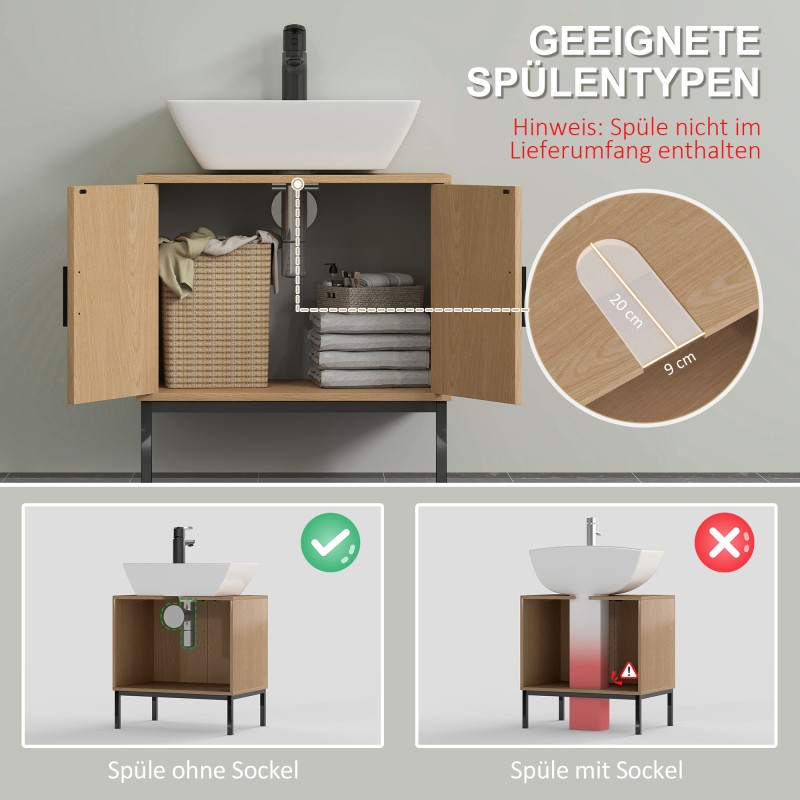 Boho-allaskaappi kylpyhuoneeseen, rottinkielementit, U-aukko, 60 x 39 x 60 cm, tammen sävy