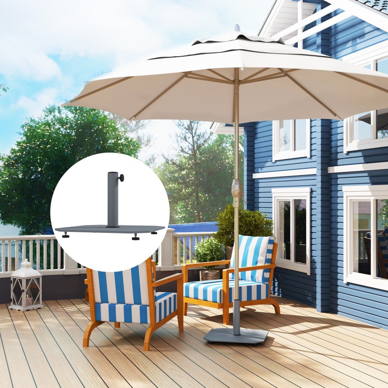 Aurinkovarjon jalusta ulkokäyttöön, metallia 18,5 kg, neliskulmainen, harmaa, Ø32/38/48 mm