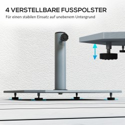 Aurinkovarjon jalusta ulkokäyttöön, metallia 18,5 kg, neliskulmainen, harmaa, Ø32/38/48 mm