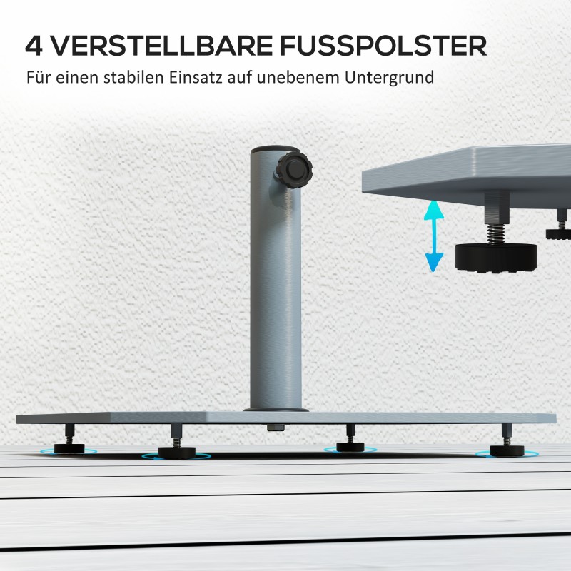 Aurinkovarjon jalusta ulkokäyttöön, metallia 18,5 kg, neliskulmainen, harmaa, Ø32/38/48 mm