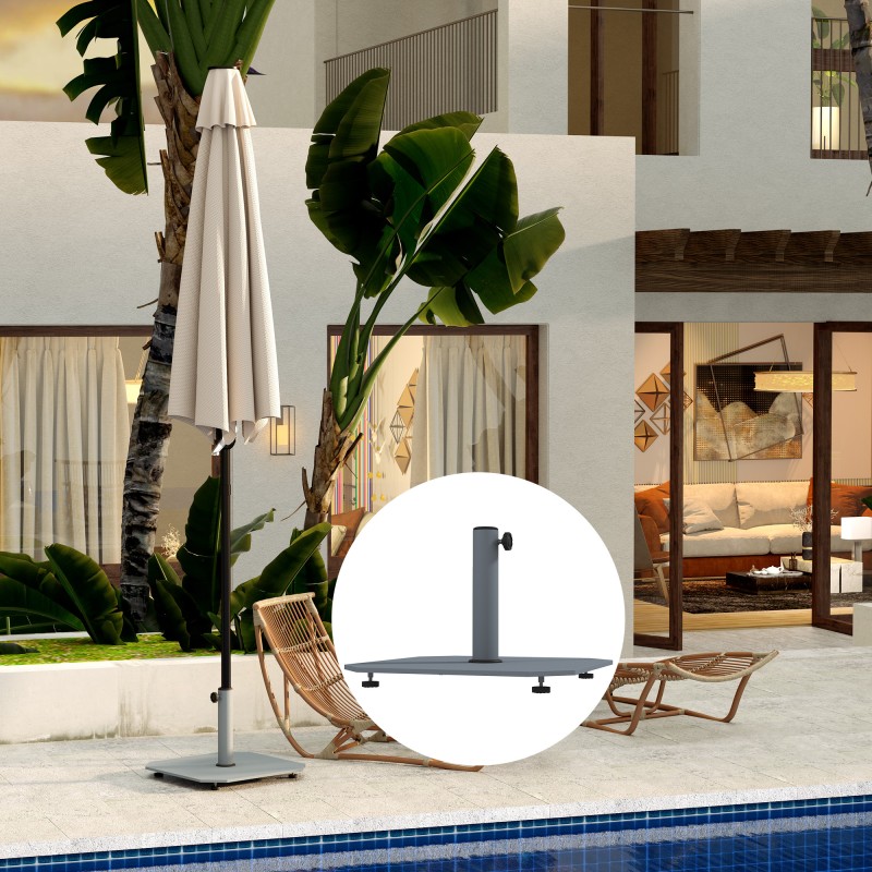 Aurinkovarjon jalusta ulkokäyttöön, metallia 18,5 kg, neliskulmainen, harmaa, Ø32/38/48 mm