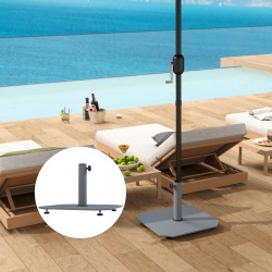 Aurinkovarjon jalusta ulkokäyttöön, metallia 18,5 kg, neliskulmainen, harmaa, Ø32/38/48 mm