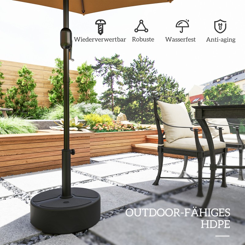 Täytettävä aurinkovarjon jalusta ulkokäyttöön, HDPE, max 20 kg, pyöreä, musta