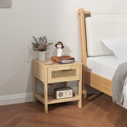 Yöpöytä laatikolla ja hyllyllä MDF 40 x 40 x 48,4 cm natur