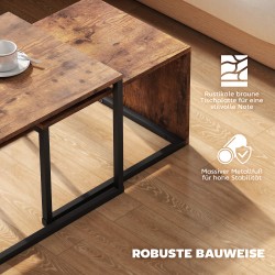 Sohvapöytäsarja 2 osaa, lastulevy ja metalli, 90 x 48 x 42 cm ja 59 x 42 x 36 cm, musta/ruskea