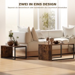 Sohvapöytäsarja 2 osaa, lastulevy ja metalli, 90 x 48 x 42 cm ja 59 x 42 x 36 cm, musta/ruskea