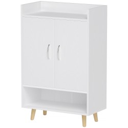 Kenkäkaappi eteiseen lastulevyä ja massiivipuuta 60 x 30 x 92 cm valkoinen