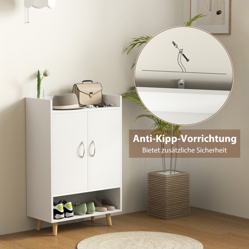 Kenkäkaappi eteiseen, lastulevyä ja massiivipuuta, 60 x 30 x 92 cm, valkoinen