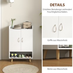 Kenkäkaappi eteiseen, lastulevyä ja massiivipuuta, 60 x 30 x 92 cm, valkoinen