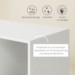 Avoin vaatekaappi pyörillä, lastulevy ja metalli, 80 x 40 x 128 cm, valkoinen